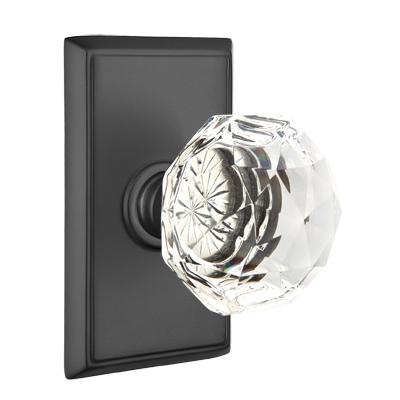 Emtek Diamond Crystal Door knob with Rectangular Rose Flat Black (US19)