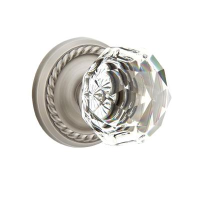 Emtek Diamond Crystal Door knob with Rope Rose Pewter (US15A)