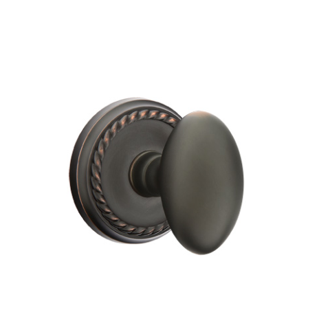 Emtek Egg Door knob with Rope Rose Oil Rubbed Bronze (US10B)