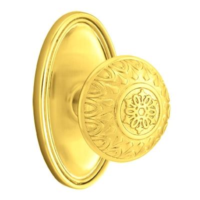 Emtek Lancaster Door knob with Oval Rose Polished Brass (US3)