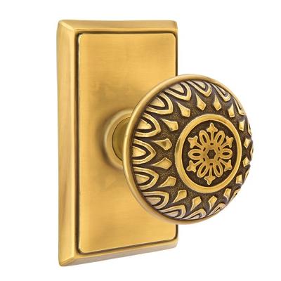 Emtek Lancaster Door knob with Rectangular Rose French Antique (US7)