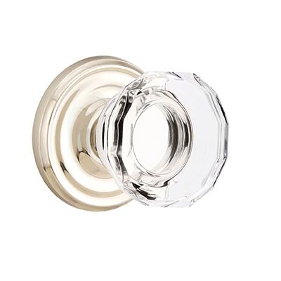 Emtek Lowell Crystal Door Knob Set with Regular Rose Polished Nickel (US14)