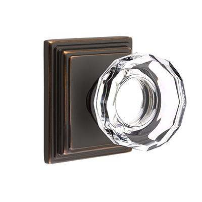 Emtek Lowell Crystal Door Knob Set with Wilshire Rose Oil Rubbed Bronze (US10B)