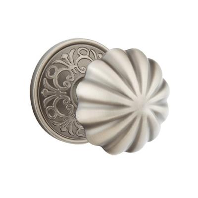 Emtek Melon Door knob with Lancaster Rose Pewter (US15A)