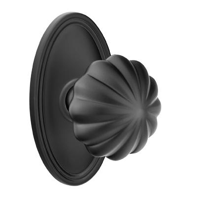 Emtek Melon Door knob with Oval Rose Flat Black (US19)