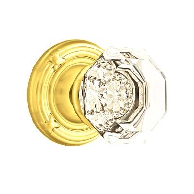 Emtek Old Town Clear knob with Ribbon and Reed Rose Polished Brass (US3)