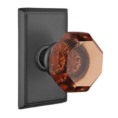 Emtek Old Town Door Knob Amber with Square Rose Flat Black (US19)