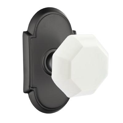 Emtek Old Town Milk Door Knob with #8 Rose Flat Black (US19)