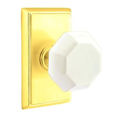 Emtek Old Town Milk Door Knob with Rectangular Rose Polished Brass (US3)