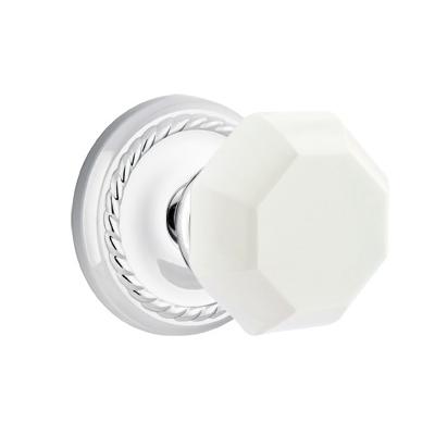 Emtek Old Town Milk Door Knob with Rope Rose Polished Chrome (US26)