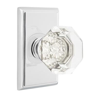 Emtek Old Town Clear knob with Rectangular Rose Polished Chrome (US26)