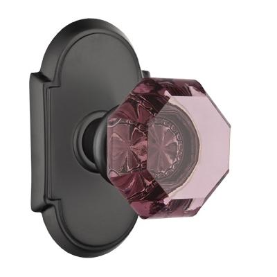 Emtek Old Town Violet Door knob with #8 Rose Flat Black (US19)