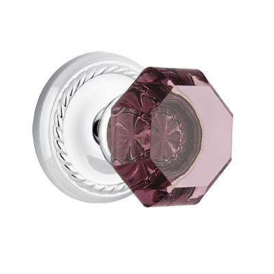 Emtek Old Town Violet Door knob with Rope Rose Polished Chrome (US26)