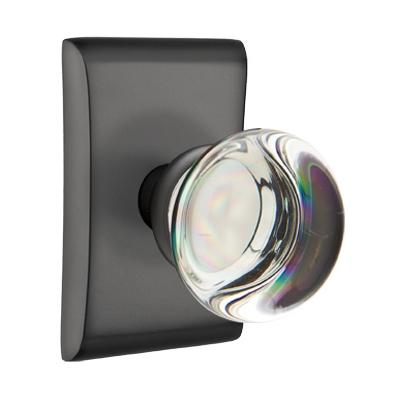 mtek Modern Providence Crystal Door Knob Set with Neos Rose Flat Black 