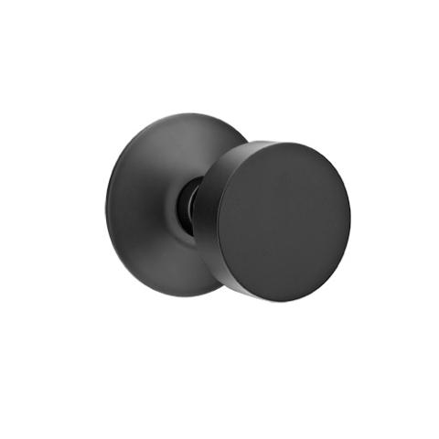 Emtek Brass Round Door Knob Set with Modern Rose Flat Black 