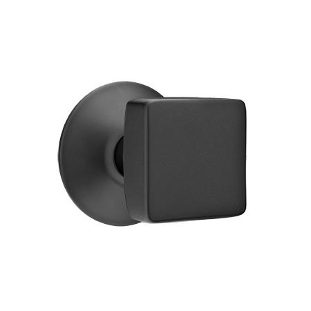 Emtek Square Door Knob Set with Modern Rose Flat Black (US19)