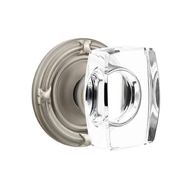 Emtek Windsor Crystal Door Knob with Ribbon and Reed Rose Pewter 