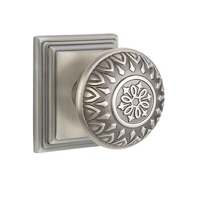 Emtek Lancaster Door knob with Wilshire Rose Antique Pewter (ATP)