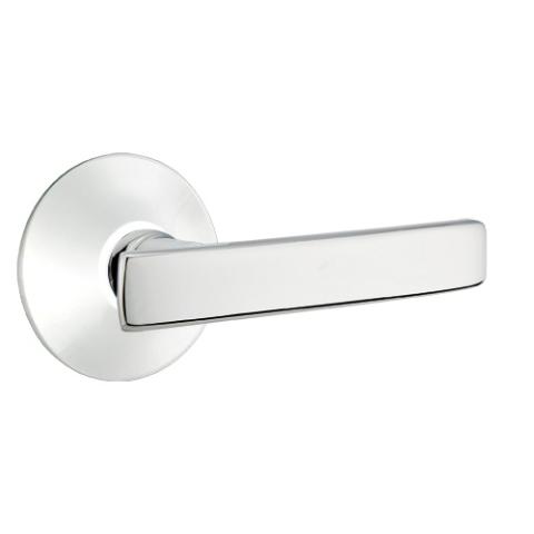 Emtek Geneva Door Lever Set with Modern Disk Polished Chrome (US26)