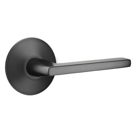 Emtek Helios Door Lever Set with Modern Rose Flat Black (US19)