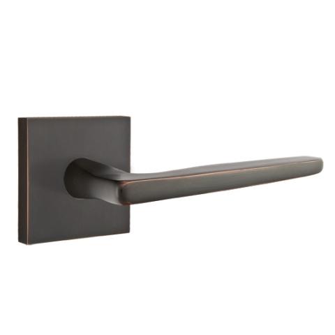 Emtek Brass Hermes Door Lever Set with Square Rose Oil Rubbed Bronze (US10B)