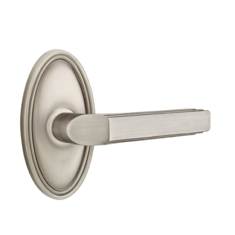 Emtek Milano Door Lever with Oval Rose Antique Pewter (US15A)