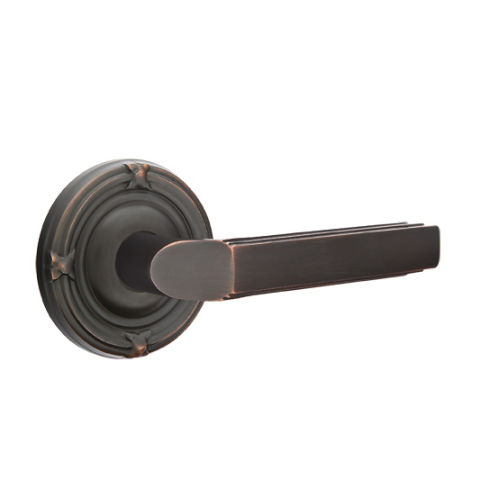 Emtek Milano Door Lever with Ribbon and Reed Rose Oil Rubbed Bronze (US10B)