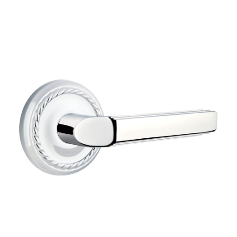 Emtek Milano Door Lever with Rope Rose Polished Chrome (US26)