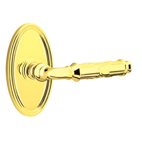 Emtek Ribbon and Reed Door Lever with Oval Rose Polished Brass (US3)