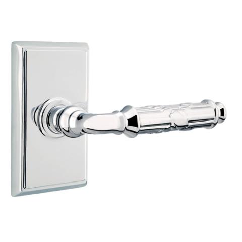 Emtek Ribbon and Reed Door Lever with Rectangular Rose Polished Chrome (US26)