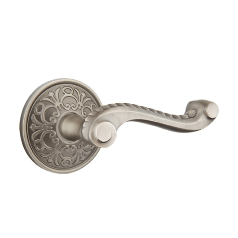 Emtek Rope Door Lever with Lancaster Rose Antique Pewter (US15A)