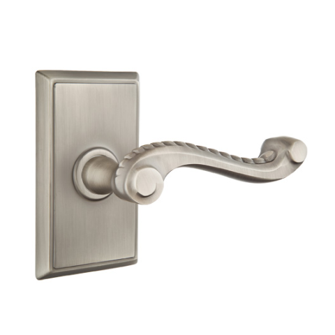 Emtek Rope Door Lever with Rectangular Rose Antique Pewter (US15A)