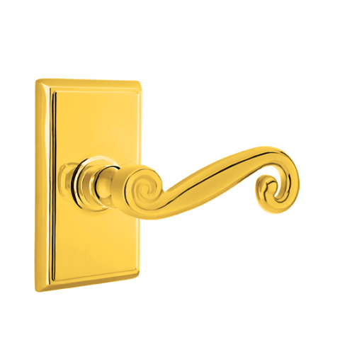 Emtek Rustic Door Lever with Rectangular Rose Lifetime Brass (PVD)