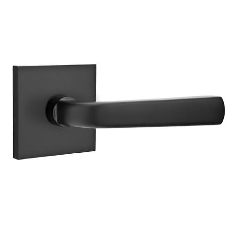 Emtek Sion Door Lever Set with Square Rose Flat Black (US19)