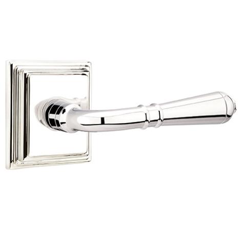 Emtek Turino Door lever with Wilshire Rose Polished Nickel (US14)