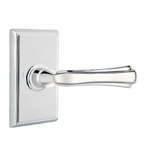 Emtek Wembley Door lever with Rectangular Rose Polished Chrome (US26)