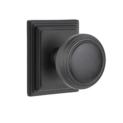 Emtek Norwich Door Knob Set with Wilshire Rose Flat Black (US19)