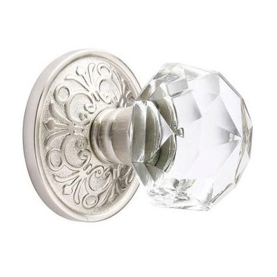 Emtek Diamond Crystal Door knob with Lancaster Rose Satin Nickel (US15)