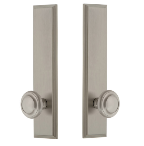 Grandeur Carre Tall Plate with Choice of Knob or Lever Satin Nickel