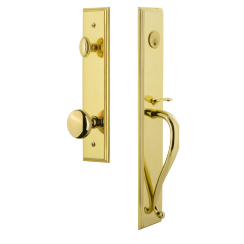 Grandeur Carre One-Piece Handleset with "S" Grip Lifetime Brass