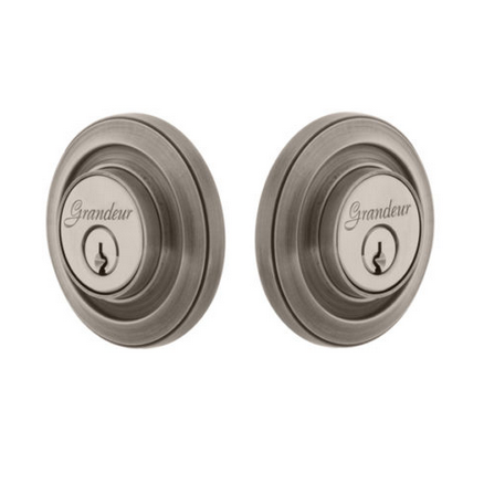 Grandeur Circulaire Double Cylinder Deadbolt Antique Pewter