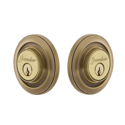 Grandeur Circulaire Double Cylinder Deadbolt Vintage Brass