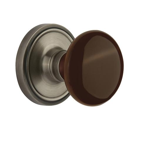 Nostalgic Warehouse Brown Porcelain Knob Privacy Mortise Lock Classic Rose AP