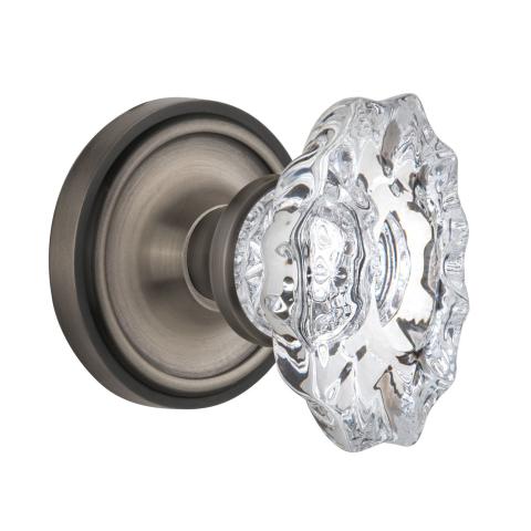 Nostalgic Warehouse Chateau Crystal Knob Privacy Mortise with Classic Rose AP