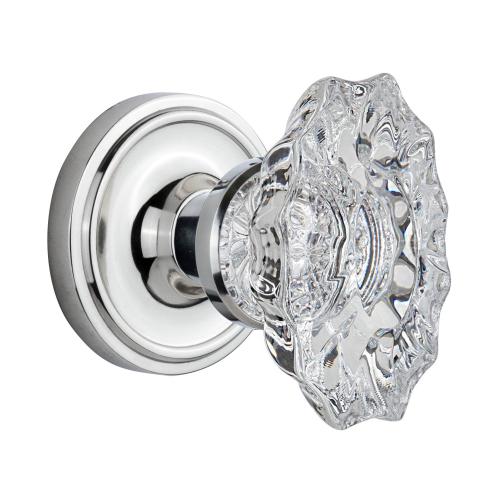 Nostalgic Warehouse Chateau Crystal Knob Set with Classic Rose Bright Chrome