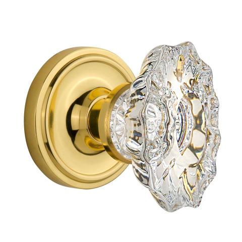 Nostalgic Warehouse Chateau Crystal Knob Set with Classic Rose Polished Brass