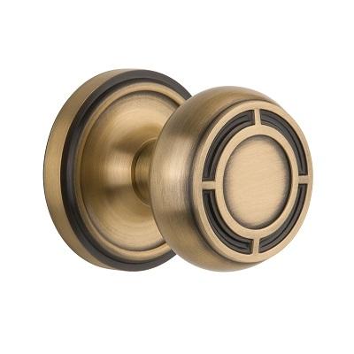 Nostalgic Warehouse CLAMIS Mission Knob Set with Classic Rose Antique Brass 