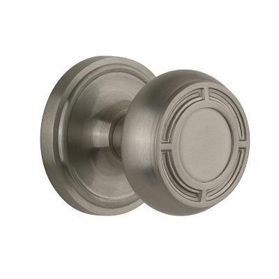 Nostalgic Warehouse CLAMIS Mission Knob Set with Classic Rose Satin Nickel 