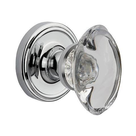 Nostalgic Warehouse Oval Clear Crystal Knob Privacy Mortise with Classic Rose BC