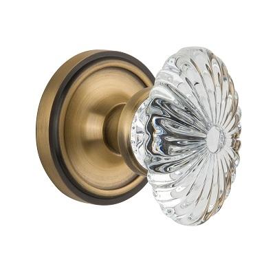 Nostalgic Warehouse Oval Fluted Crystal Privacy Mortise with Classic Rose AB